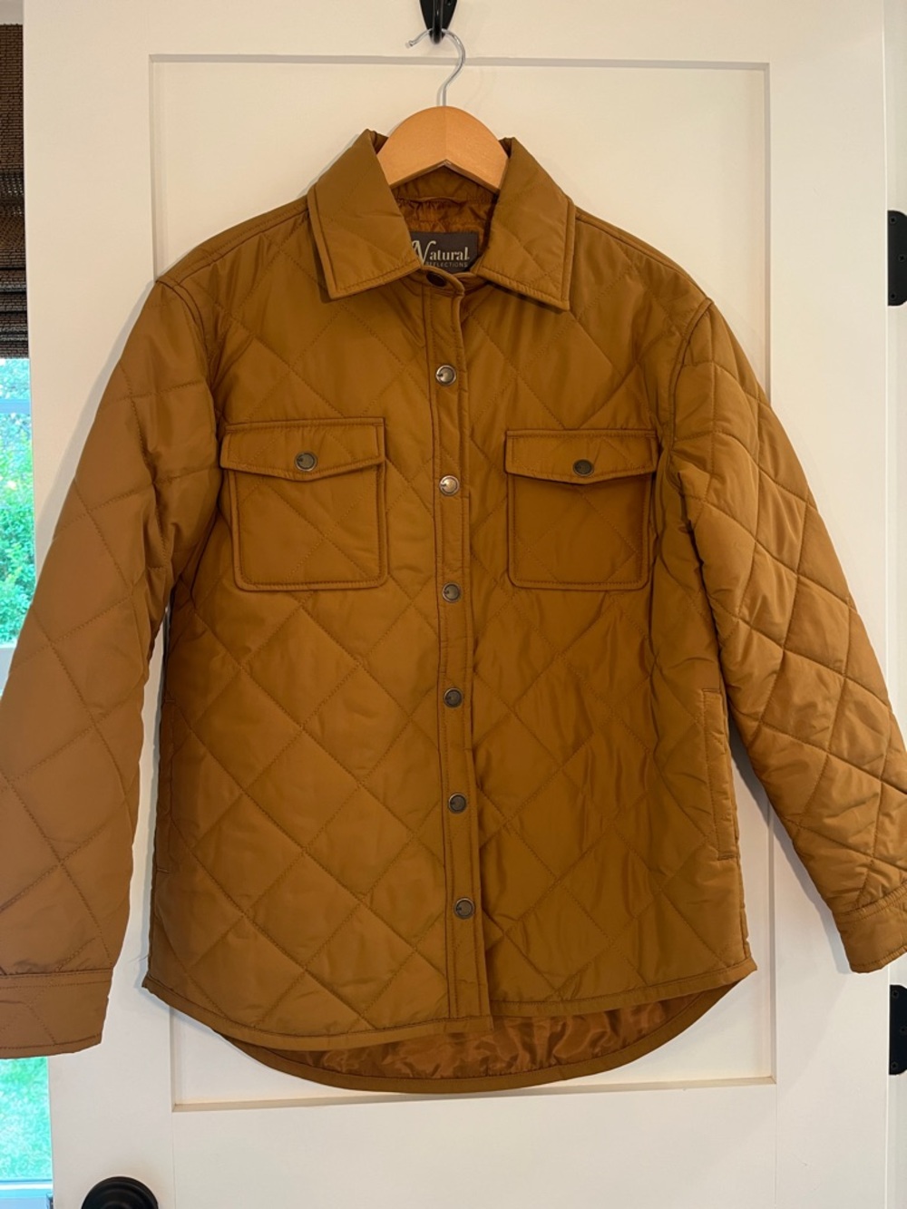 Natural Reflections Quilted Shirt Jacket in Caramel